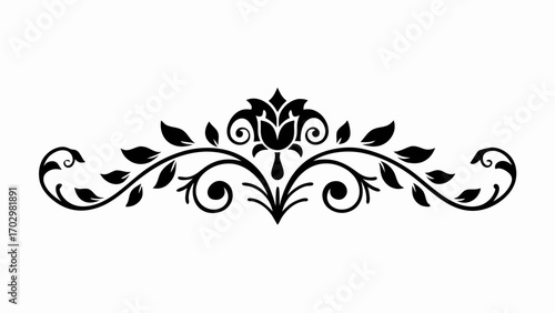Elegant floral flourish design element, perfect for invitations and decorative projects, with vintage appeal