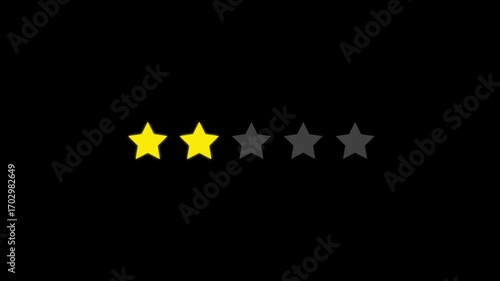 Customer gives 2 star rating review online. 2 stars rating video animation. 2 star feedback motion graphics. Excellent customer experience evaluation.