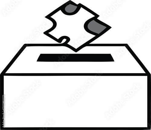 ballot box, vote box, icon illustration depicting a ballot box and elections