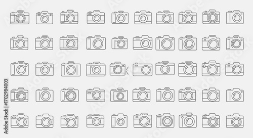 Camera Icons Set – Photography, DSLR, and Digital Camera Symbols