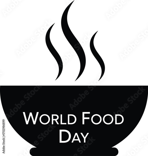 Vector illustration of a steaming bowl symbolising nourishment for World Food Day