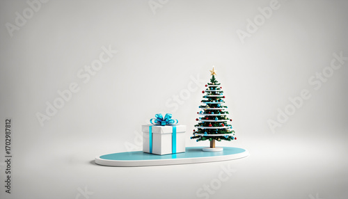 Holiday gift box with blue ...