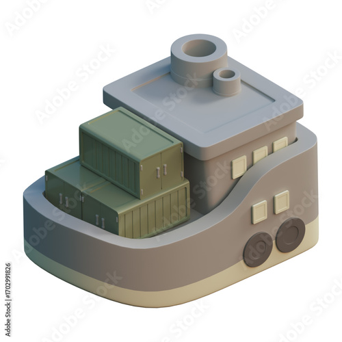 A Toy Factory Rendering 3D Architectural Visualization of Miniature Manufacturing Plant with Container Detail and Building Structure