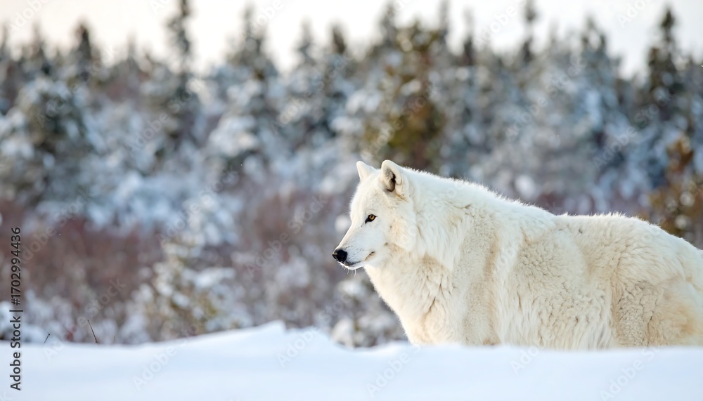 Obraz premium Arctic wolf in snowy forest