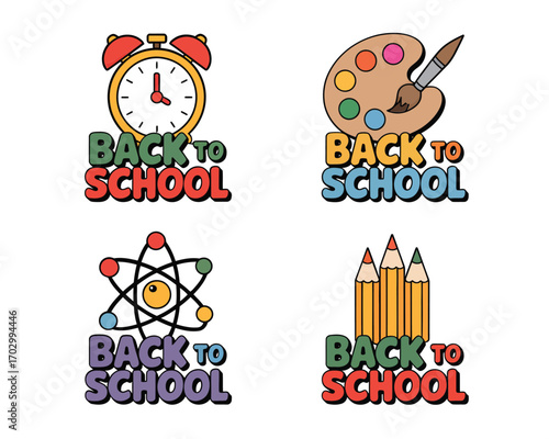 Back to School Colorful Icons for Education and Learning