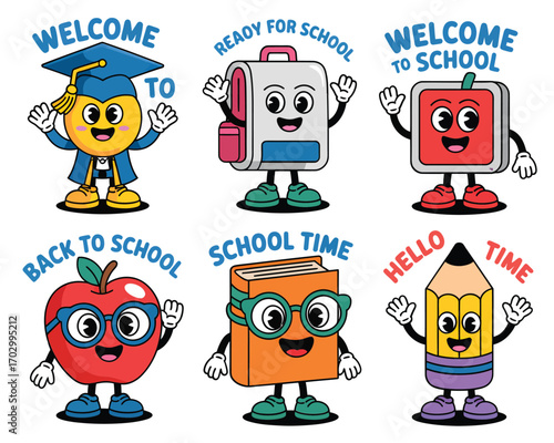 Back to School Cute Cartoon Characters for Education