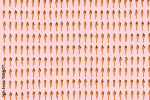 Ice cream pattern background. Soft pink ice cream background. Ice cream Illustration for packaging. Pink ice cream seamless pattern, line style