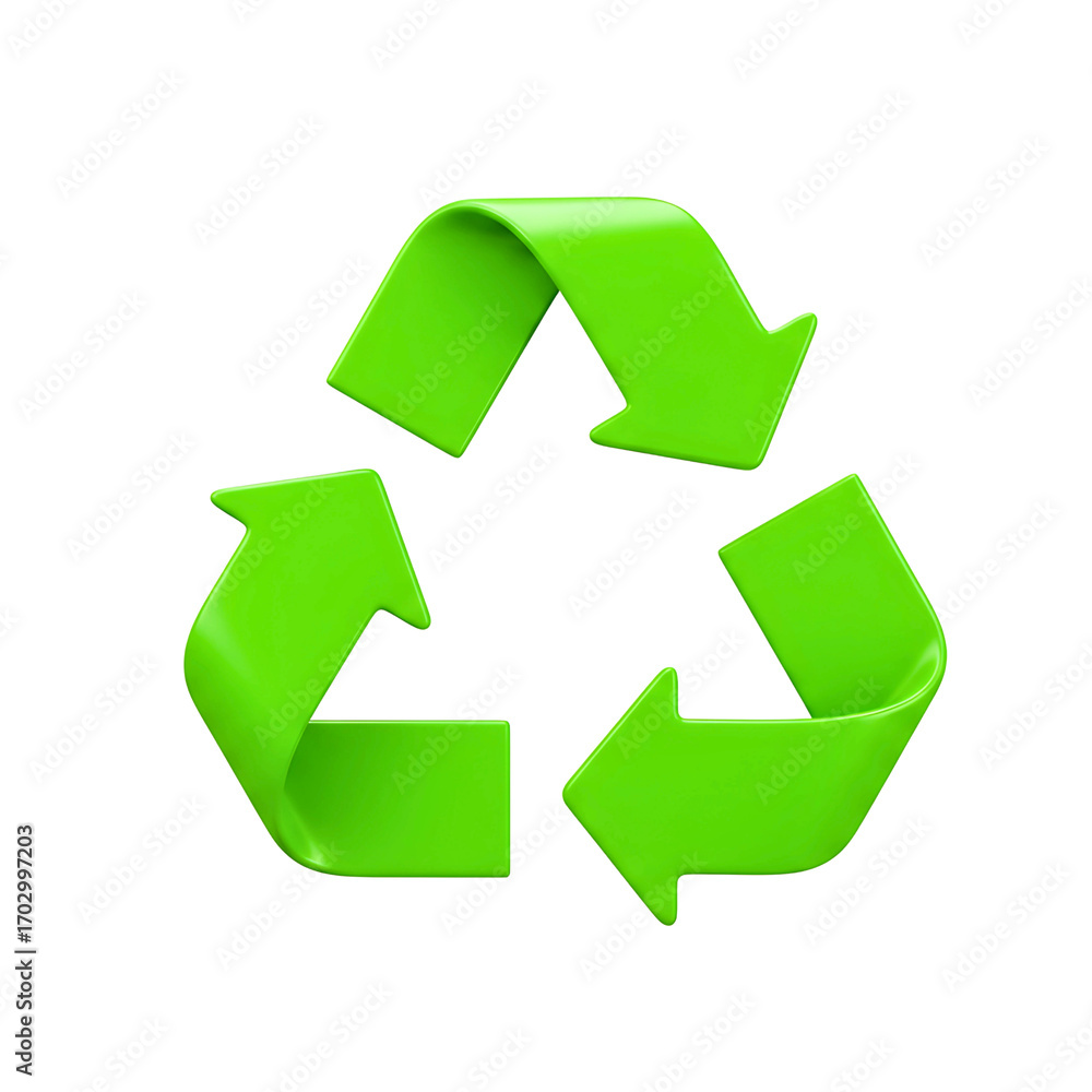 Obraz premium Green recycling symbol on black isolated on white background