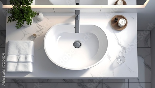 Modern bathroom vanity top view