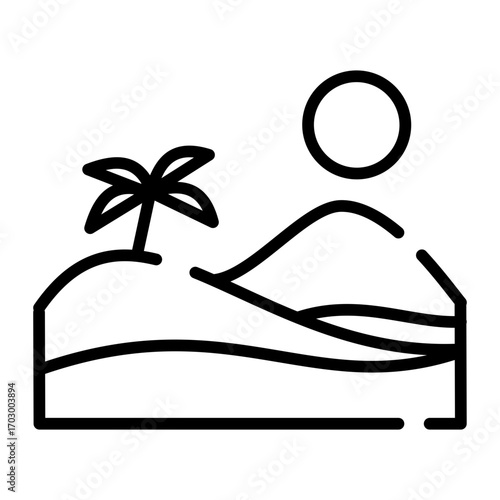 Desert with Sun & Oasis Arabic Culture icon