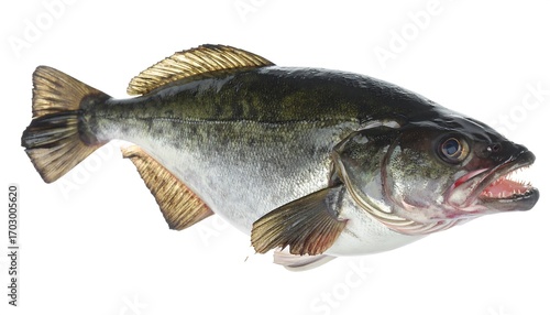 Fresh whole fish, profile view