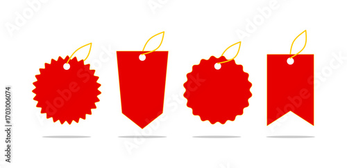 Red Blank Price Tags and Labels – Vector Badge Collection