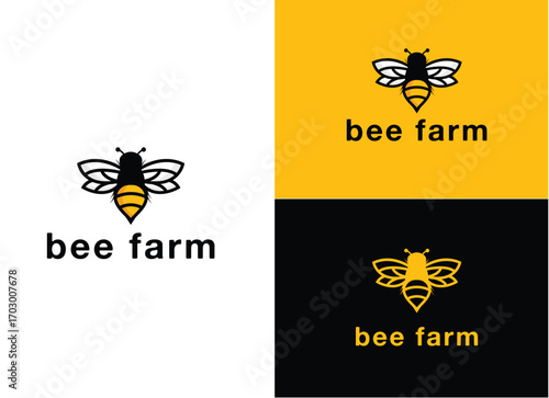 Farm Fresh Honey Label Bee Farm Product Modern Badge Beekeeping Logo Stamp