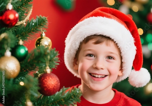 close-up of a small European man smiling happily celebrating Christmas