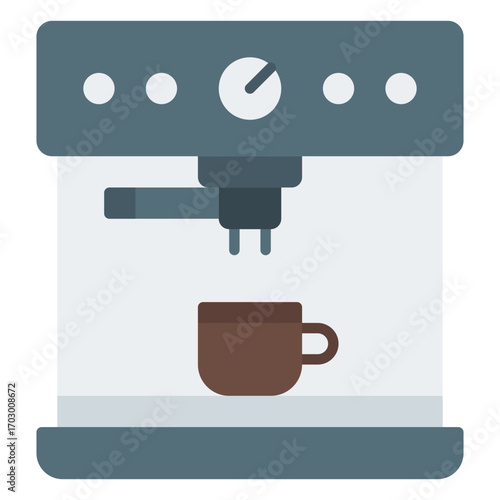 Coffee machine icon. Espresso brewer symbol. Café equipment and hot drink collection. Flat Icon