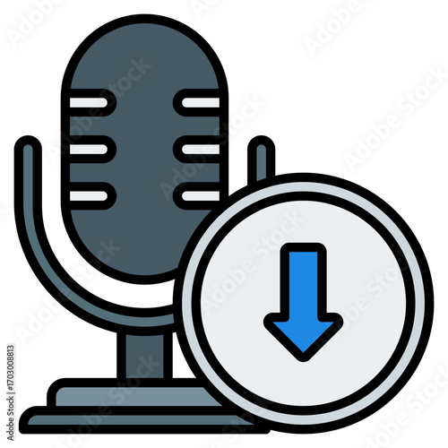 Download icon. Save file symbol. Podcast audio and offline listening collection. Filled Line Icon