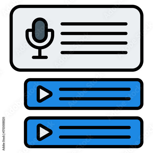 Chapter icon. Audio section symbol. Podcast episode and timeline collection. Filled Line Icon