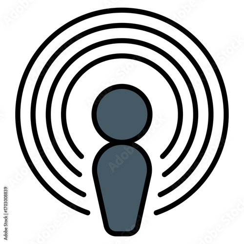 Podcast icon. Audio show symbol. Voice recording and online radio collection. Filled Line Icon