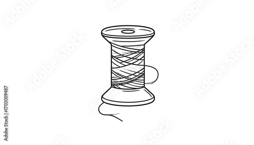 Simple line drawing of a spool of thread