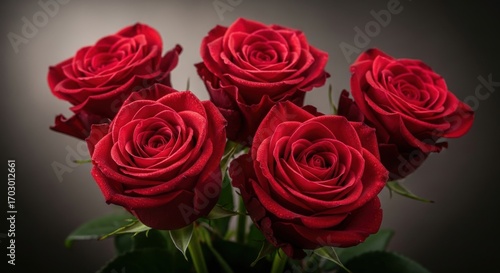 Wallpaper Mural Crimson Roses Array: An Elegant Arrangement on a Dark Background, Floral still life Torontodigital.ca