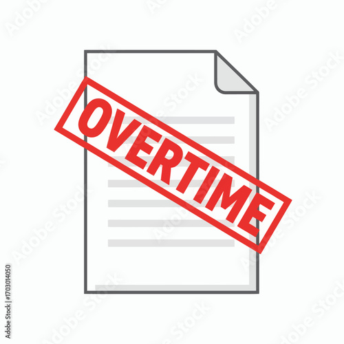 White document with a folded corner and a red OVERTIME stamp across it