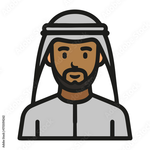 Portrait of a Muslim Man in Traditional Dress