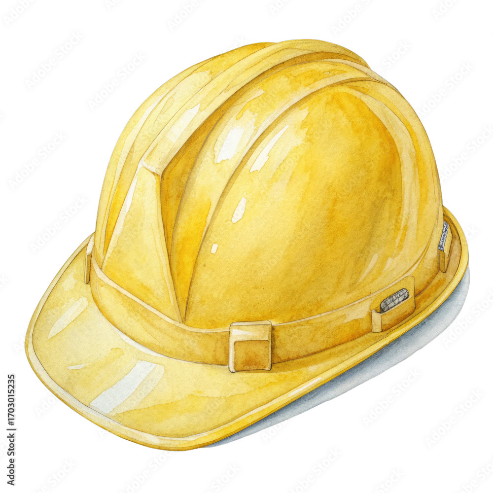 Fototapeta premium Yellow Hard Hat Watercolor Illustration