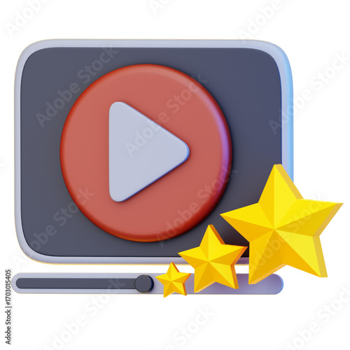 High-Quality Video Player with Excellent User Ratings and Reviews 3D Render