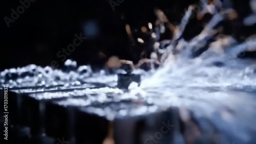 Wallpaper Mural Mesmerizing macro shot of water, spark, and metal interaction, showcasing precision and power Torontodigital.ca