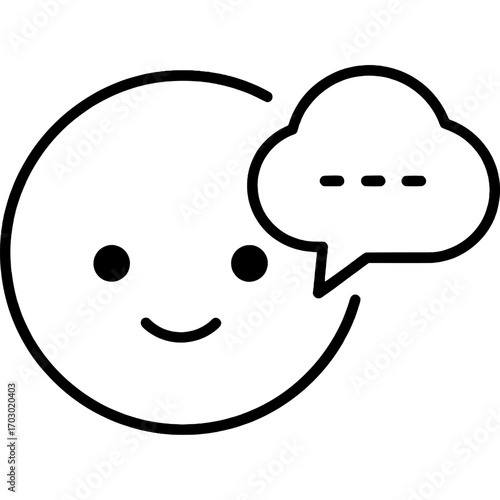 Happy emoticon with speech bubble, expressing positive feedback