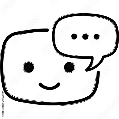 Smiling Chat Bubble Icon Illustration with Dots for Message Delivery