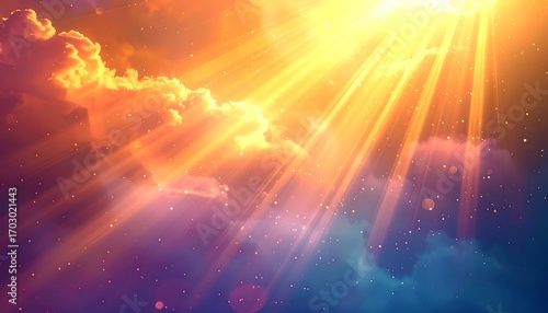 Radiant celestial clouds illuminated by a brilliant sun