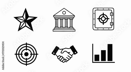 Black Silhouette Business and Office Icons Collection