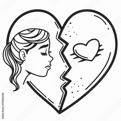 Sad girl with broken heart illustration expressing emotional pain and heartbreak feeling lonely and abandoned