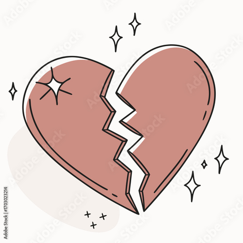 Stylish broken heart with stars for expressing heartbreak, loss, or relationship issues elegantly