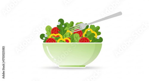 Fresh and colorful salad in a bowl with a fork, a healthy and nutritious meal option for a balanced diet