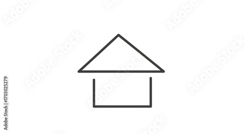 Minimalist house icon, representing home, architecture, and simplicity in a clean and modern design aesthetic