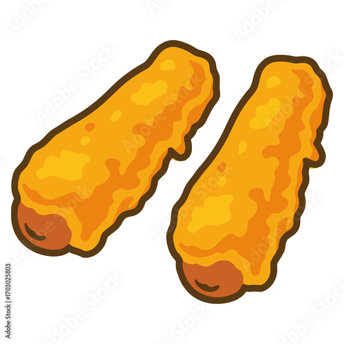 Battered Sausage Irish food flat color vector illustration template design