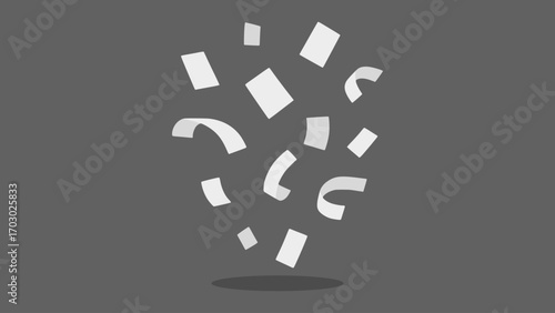 falling paper sheets scattered flat color vector illustration template design