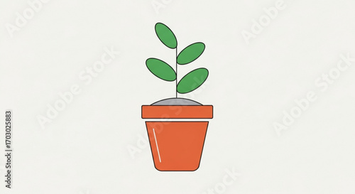 Illustration of a small plant in a pot, , perfect for gardening, nature, or ecofriendly concepts and designs