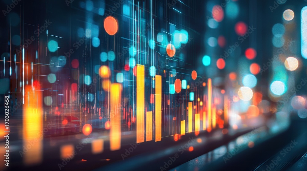 Obraz premium Data visualization night city