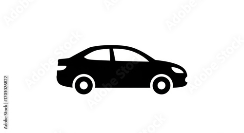 Sleek black car silhouette, perfect for automotive designs, transportation themes, or minimalist illustrations
