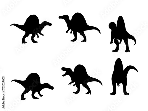 Spinosaurus Silhouette Set Illustration