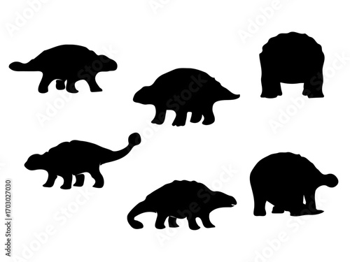 Ankylosaurus Silhouette Set Illustration