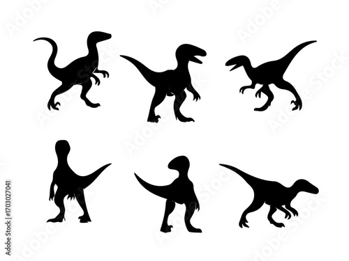 Velociraptor Silhouette Set Illustration