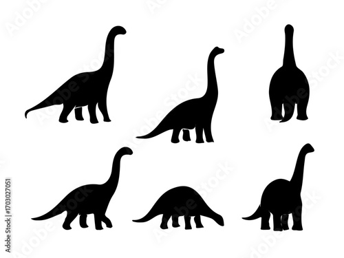 Brachiosaurus Silhouette Set Illustration