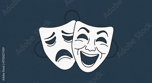 Theatrical masks representing comedy and tragedy, embodying the spectrum of human emotion