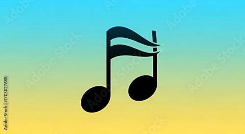 Musical note on a gradient background, symbolizing melody, harmony, and rhythm represents music, sound, and artistic expression