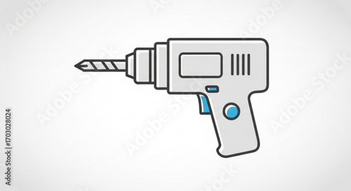 Illustration of a gray power drill, a versatile tool for construction, repair, and diy projects with precision