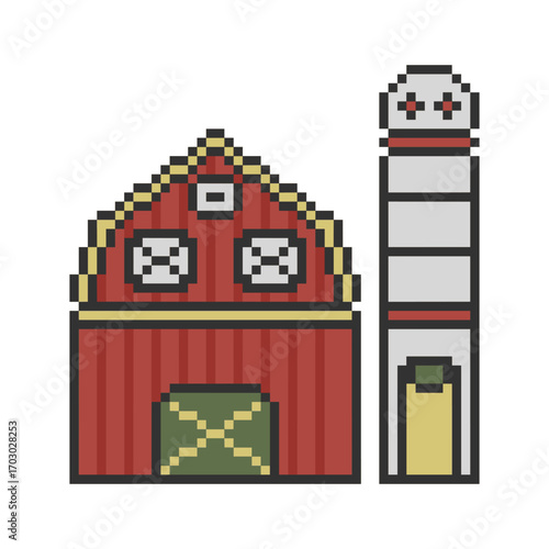 barn building retro pixel art